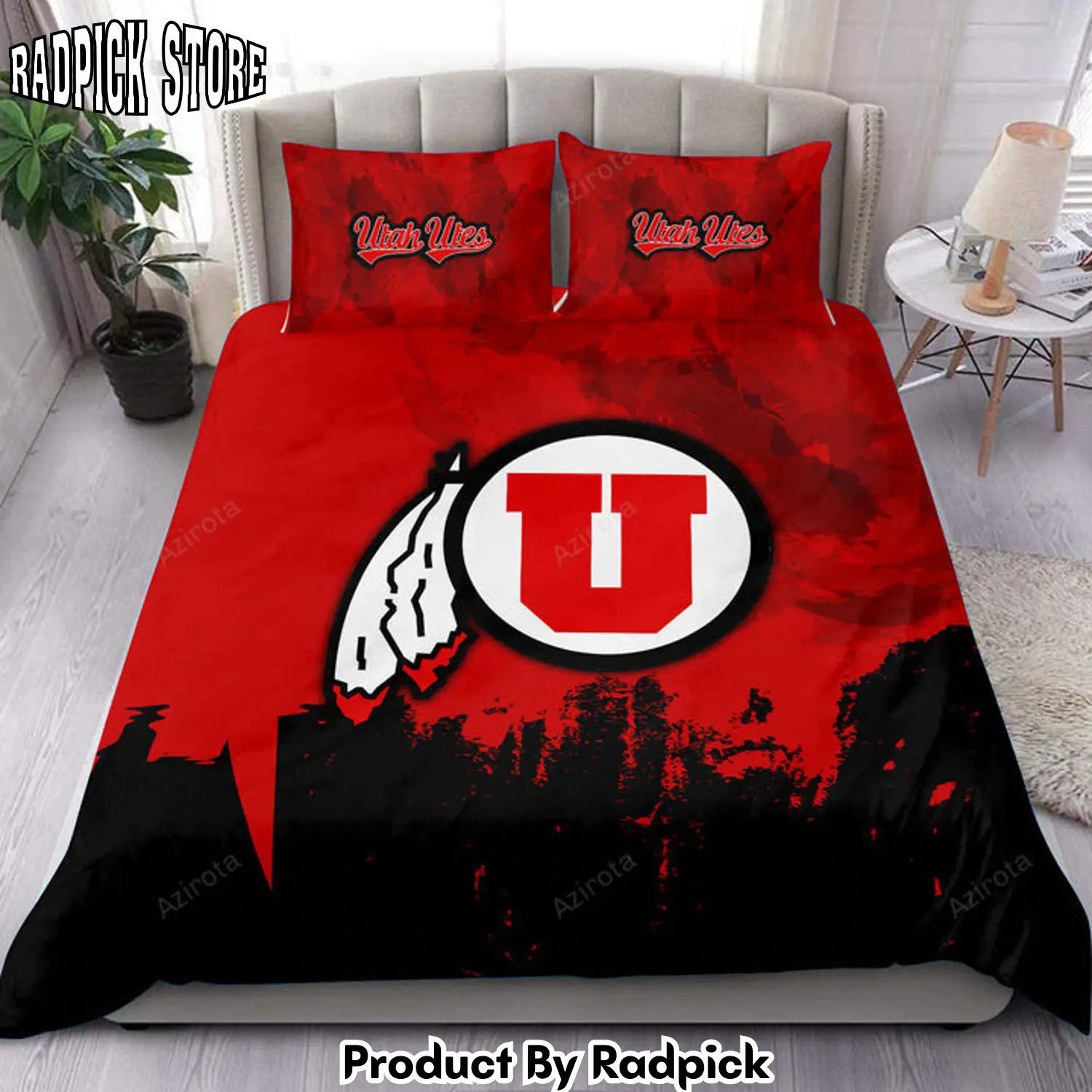 Radpick utah utes red black bedding set v2 rp327571